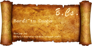 Beráts Csaba névjegykártya